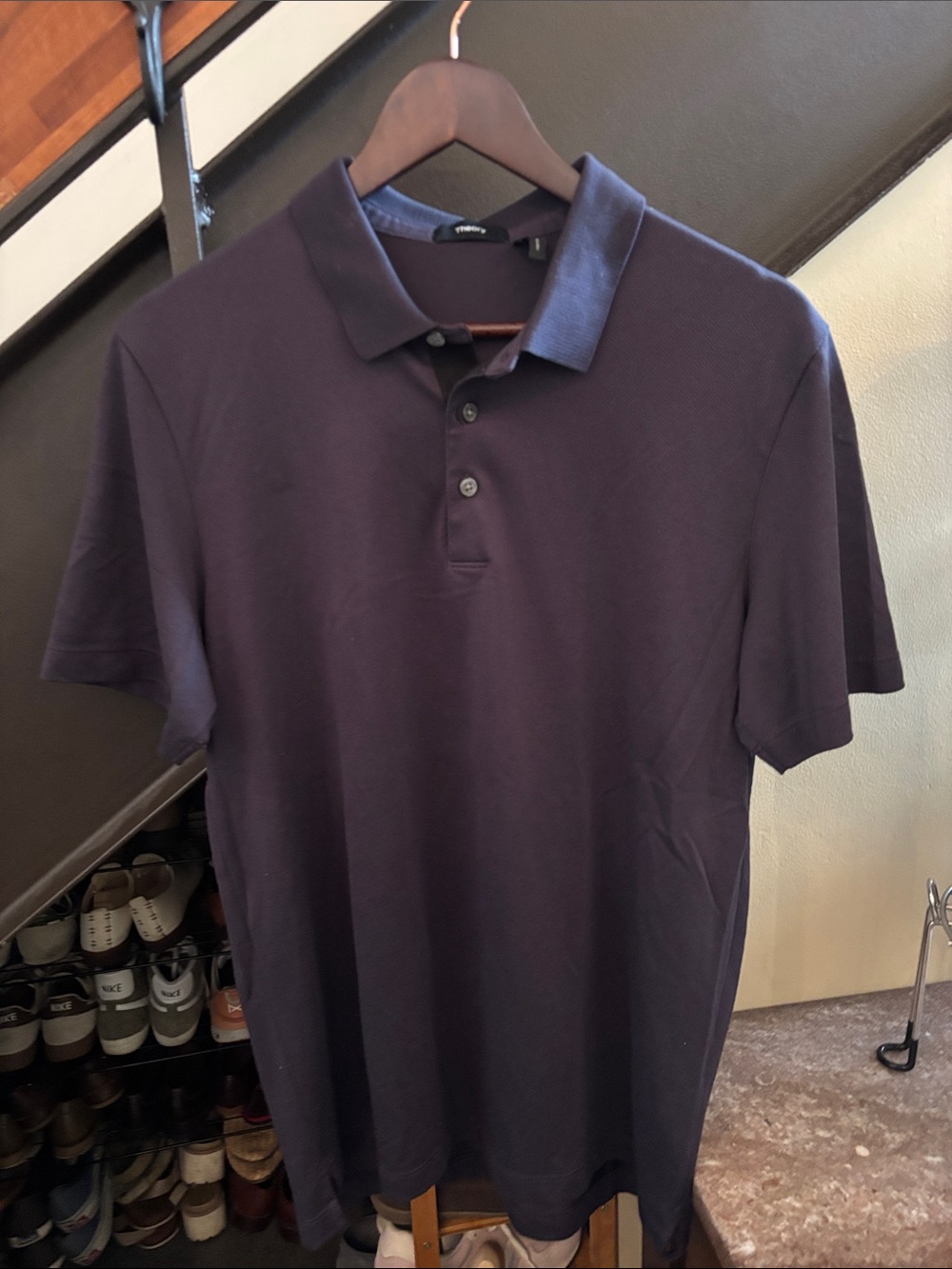 Theory Men's Polo Shirt in Deep Plum
